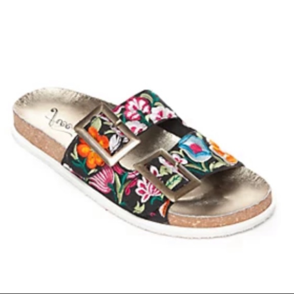 Free People Bali Slide embroidered Sandals Floral